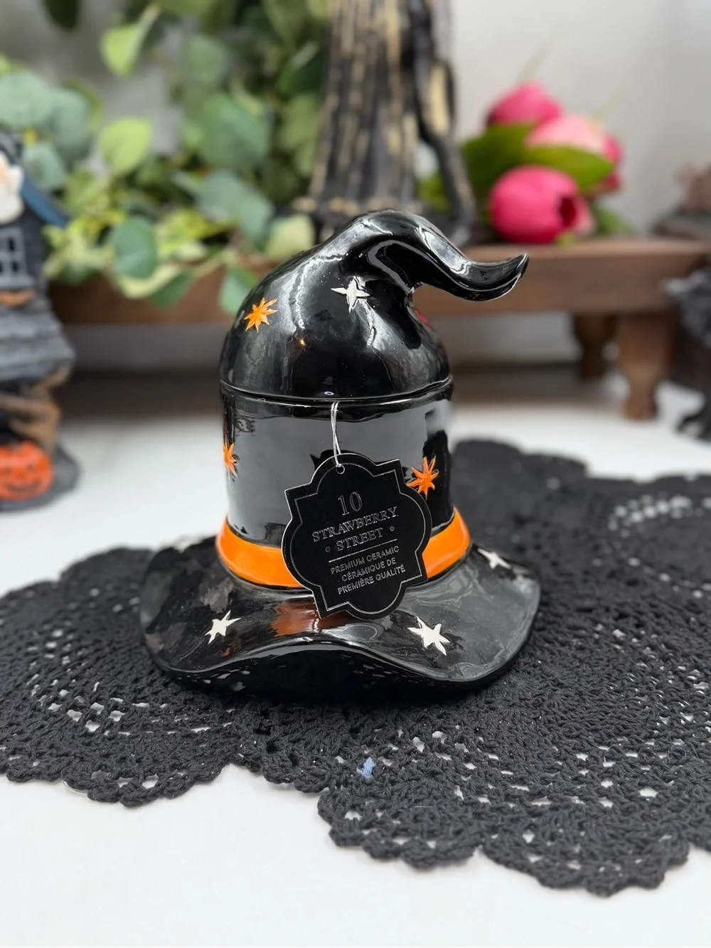 10 strawberry street witch hat ceramic candy dish halloween decor